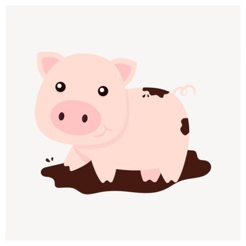 Pig clipart, animal illustration vector