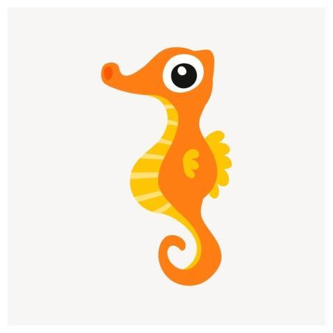 Orange seahorse clipart, animal illustration