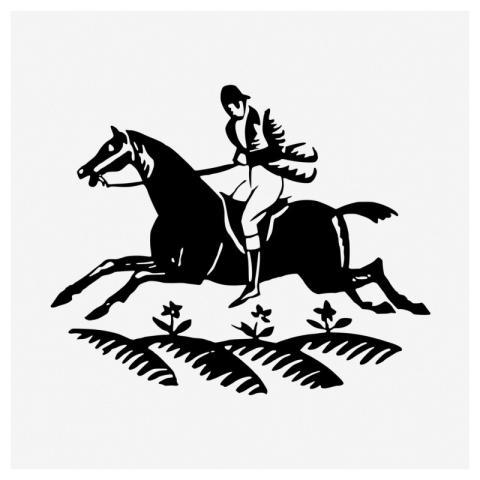 Horse rider drawing, sport vintage