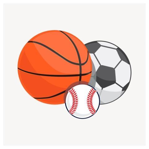 Balls clipart, sport equipment illustration