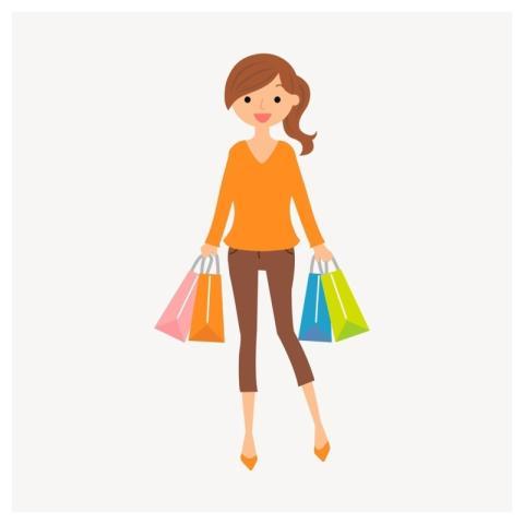 Shopping woman sticker, lifestyle illustration