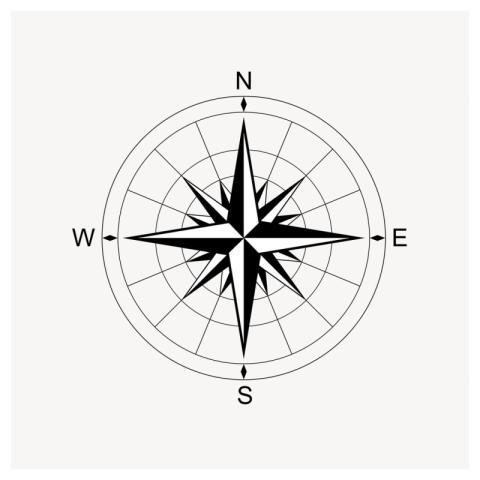 Compass rose clipart, travel illustration
