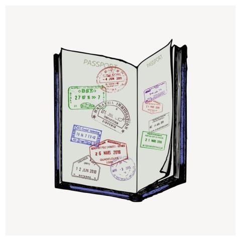 Passport stamps clipart, travel illustration