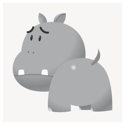 Sad hippopotamus sticker, cartoon animal