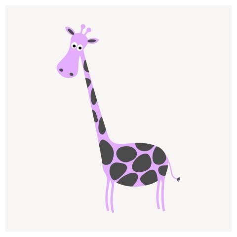 Purple giraffe clipart, animal cartoon