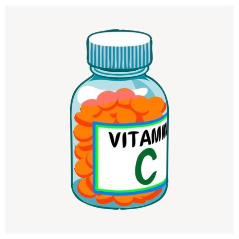 Vitamin C bottle clipart, health