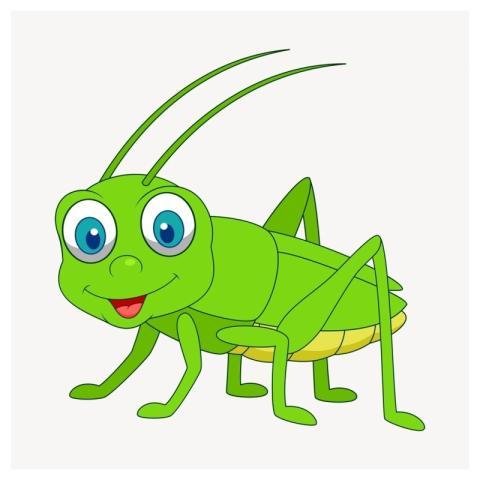 Smiling cricket clipart, animal cartoon