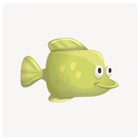 Green fish clipart, animal illustration