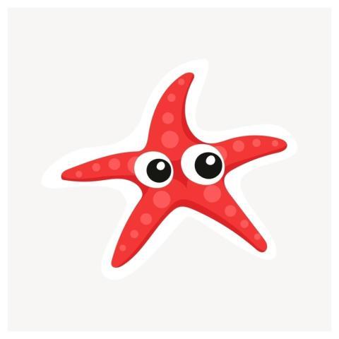 Red starfish clipart, animal illustration