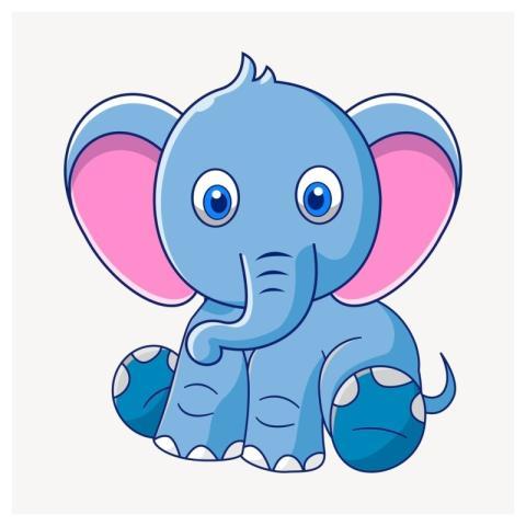 Baby elephant clipart, animal cartoon