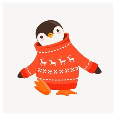 Penguin wearing sweater sticker, animal