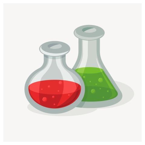 Laboratory flasks clipart, education illustration