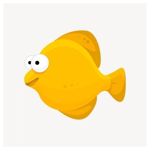Yellow fish clipart, animal illustration