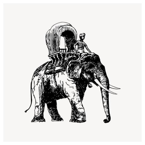 Elephant ride clipart, vintage animal