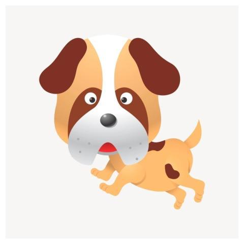 Bulldog sticker, cartoon animal illustration