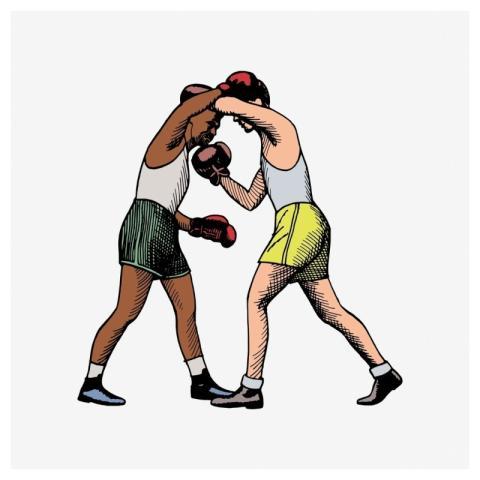 Vintage boxers fighting clipart, sport
