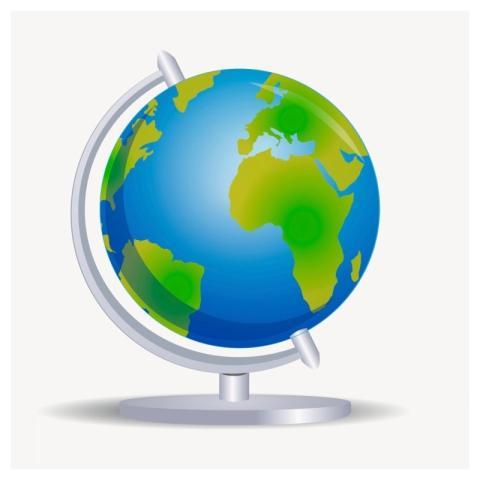 Spinning globe collage element, education