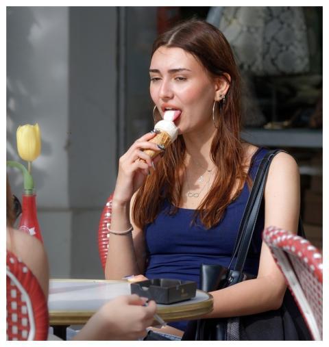 Woman Ice Cream Eating Young