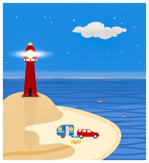 Lighthouse Nature Ocean Camping Trailer
