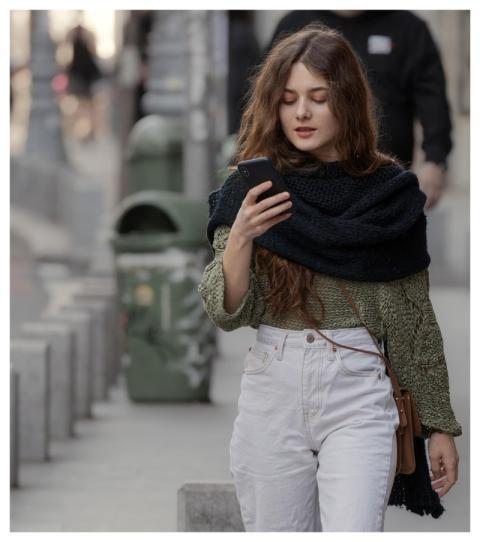 Woman Casual Smartphone Walking