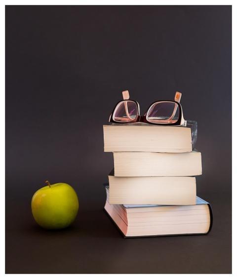 Glasses Book Apple Fruit