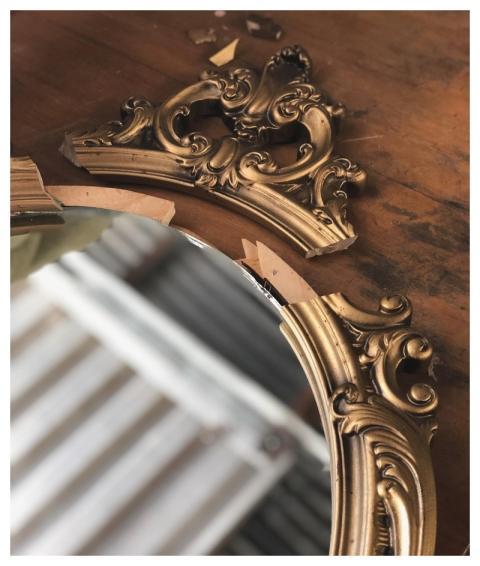 Vintage Mirror Broken Mirror Mirror Frame Mirror