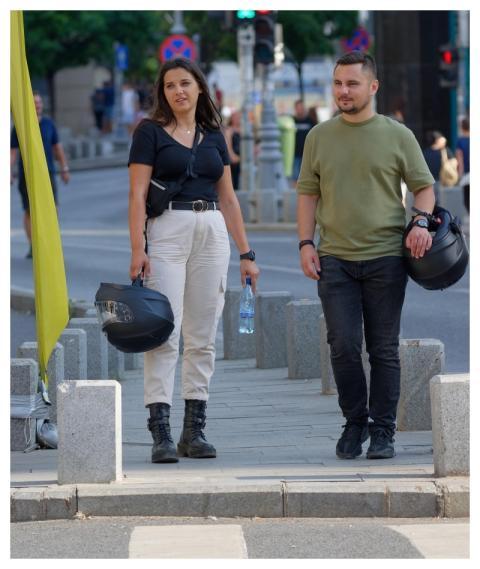 People Young People Motorcyclists Couple