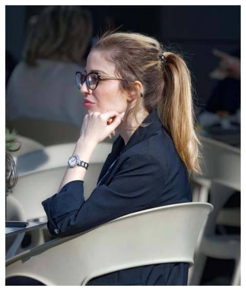 Woman Young Glasses Sitting