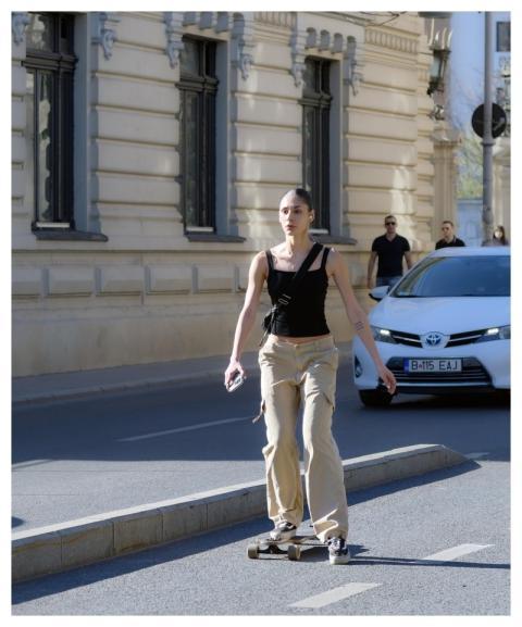 Girl Running Plate Roller Track