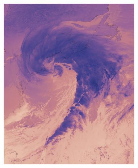 Winter storm over the Northeast (night time therma