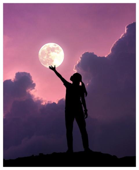 Woman Moon Sky Silhouette