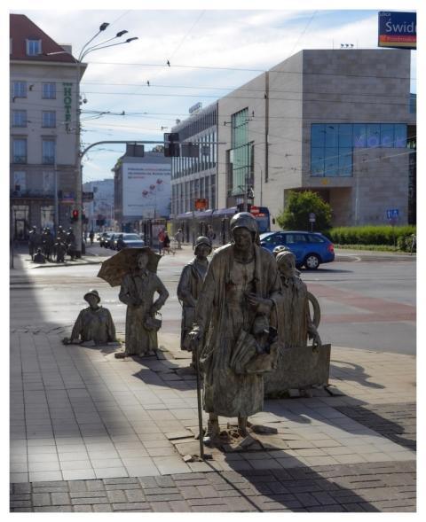 Cityscape Monument Passerby Sidewalk