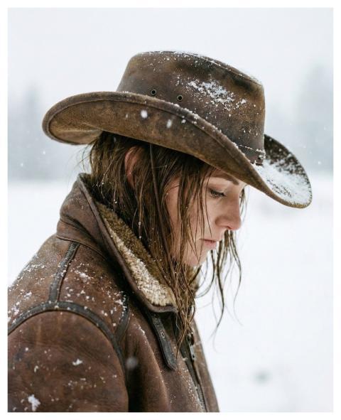 Cowboy Hat Winter Snow Woman