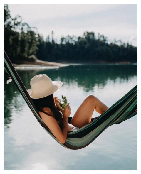 Woman hammock, nature travel