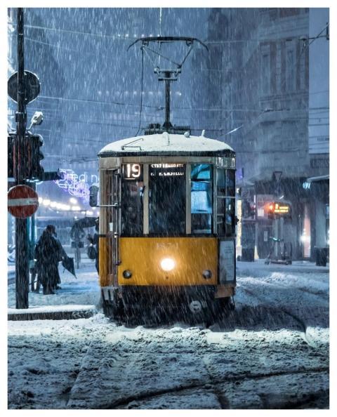 Tram Snow Winter Nature