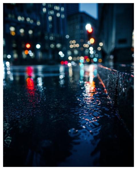 Bokeh Lights Nature Wet Gutter