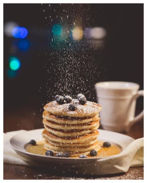 Blueberries Breakfast Pancakes Stack