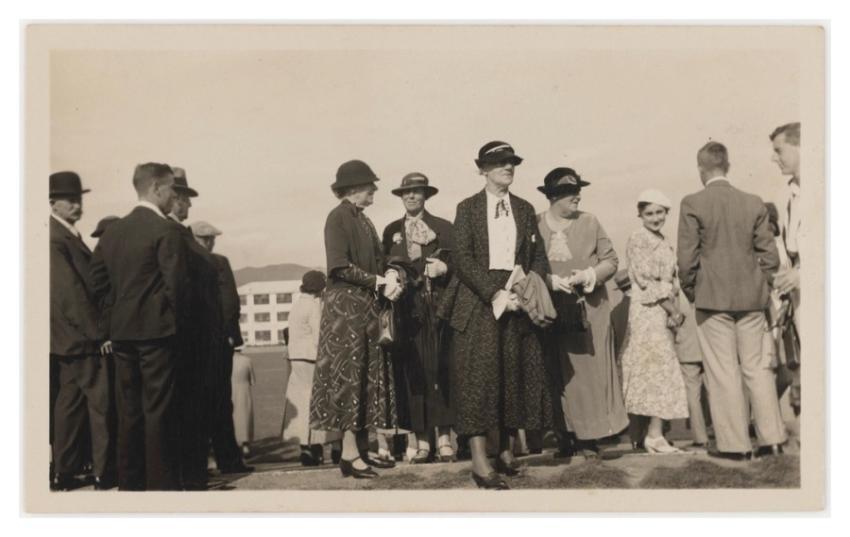 [Group standing sports field] (1920s
