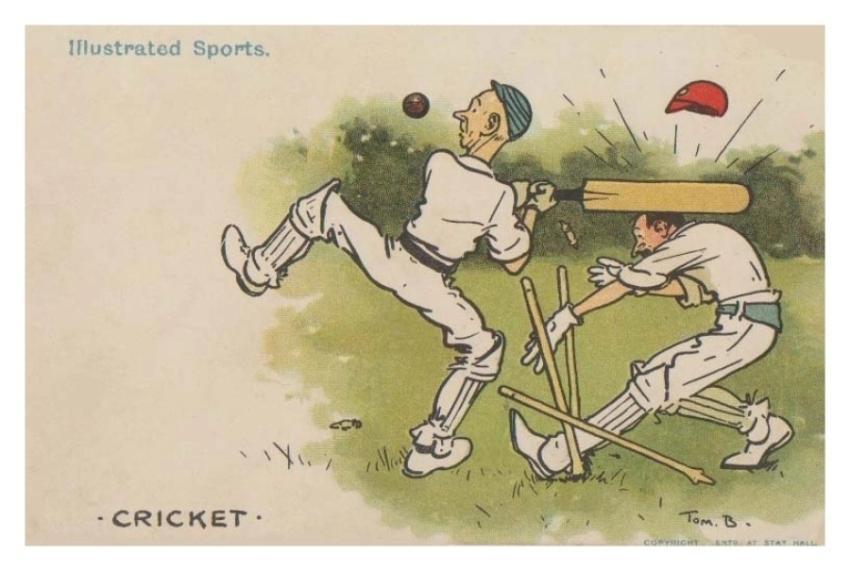 Postcard entitled 'Illustrated Sports CRICKET'
