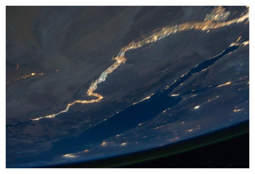 Nile River and the Sinai Peninsula at Night (NASA,