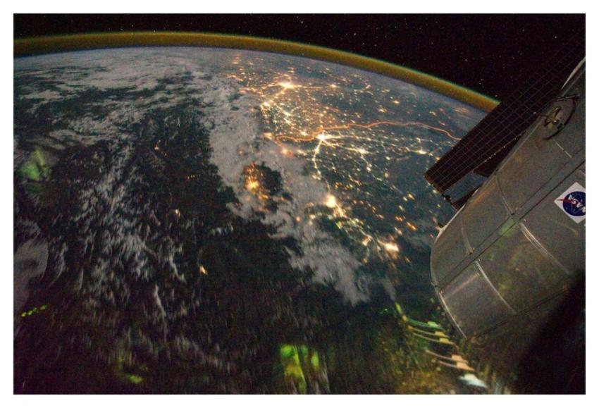 Night View of India-Pakistan Borderlands (NASA, In