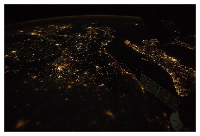 The “Boot” of Italy Seen from Space at Night