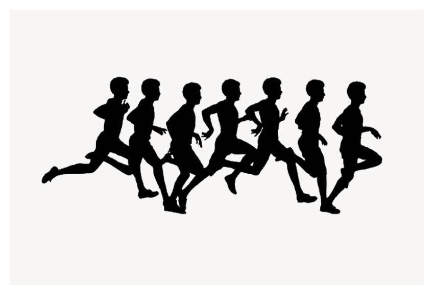 People running silhouette clipart, health