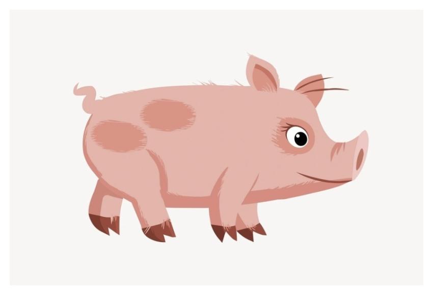 Pig clipart, animal illustration vector