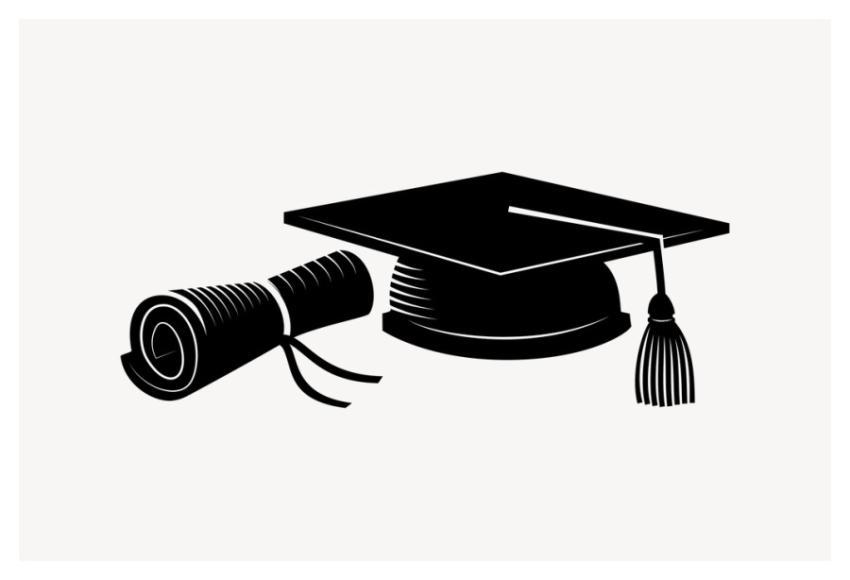 Silhouette graduation cap clipart, education