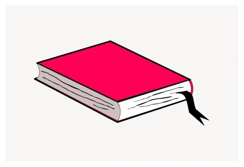 Pink book clipart, education illustration