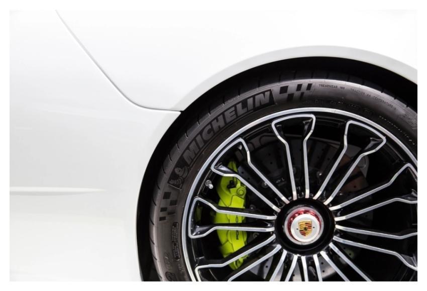 White Porsche Sports Car wheel