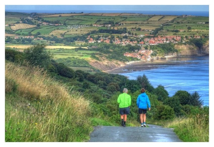 Walking downhill, healthy morning lifestyle