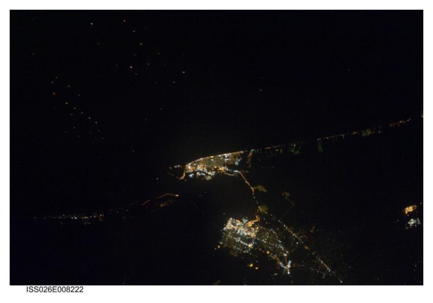 Galveston Island, Texas City at Night (NASA, Inter