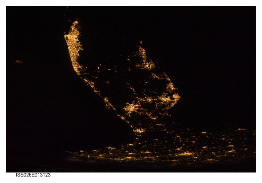 Florida Peninsula at Night (NASA, International Sp